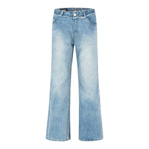 Style Distressed Brushed Loose Fit Women's Jeans Straight Leg Slimming Pants